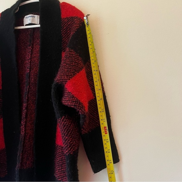 Old Navy Buffalo Plaid Open Cardigan XS-S Cozy Chunky Knit Fall Winter Layering - Picture 6 of 7